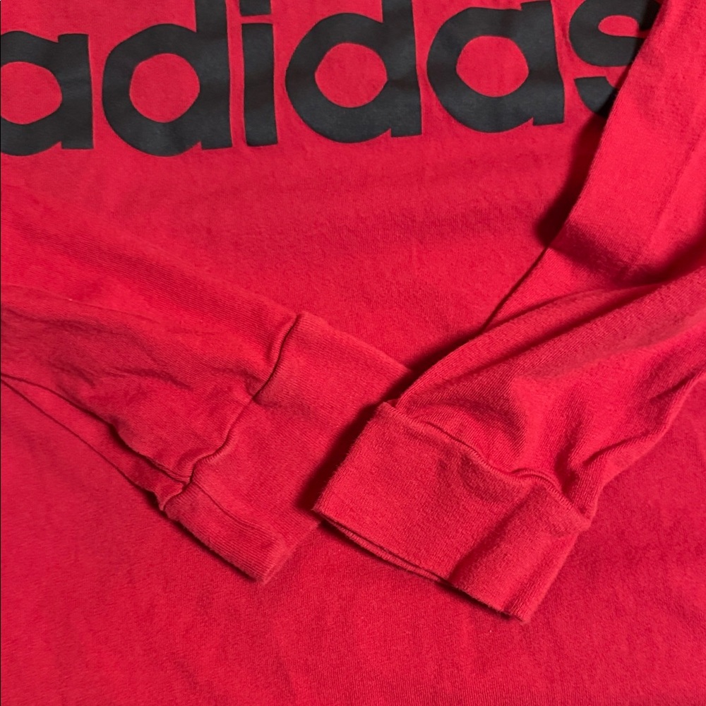 Adidas Men's Long Sleeve Tee in Red with Black Logo - Picture 3 of 3
